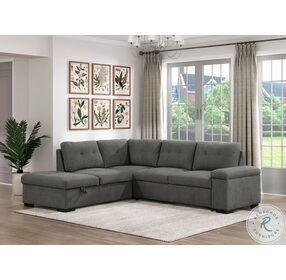 Brooklyn Park Dark Gray 2 Piece LAF Chaise Sectional with Pull out Bed and Storage Ottoman