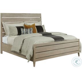 Symmetry Sand Incline Oak Queen Panel Bed With High Footboard