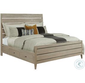 Symmetry Sand Incline Oak Queen Storage Panel Bed With High Footboard