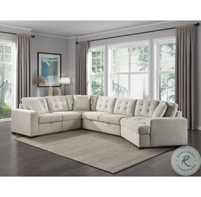 Logansport Beige LAF Sectional With Pull Out Ottoman