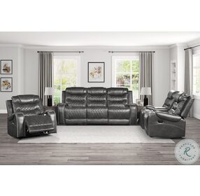 Putnam Gray Double Reclining Living Room Set with Drop Down Table
