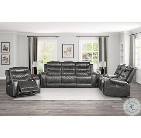 Putnam Gray Double Power Reclining Living Room Set with Drop-Down Table