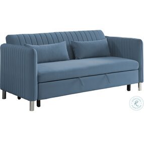 Greenway Blue Convertible Studio Sofa With Pull Out Bed