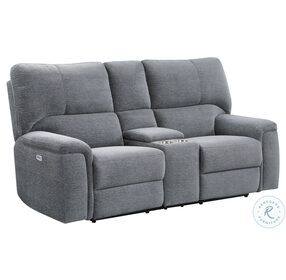 Dickinson Charcoal Power Double Reclining Console Loveseat With Power Headrests