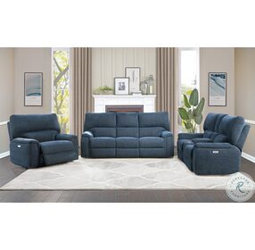 Dickinson Indigo Power Double Reclining Living Room Set With Power Headrests
