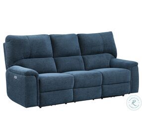 Dickinson Indigo Power Double Reclining Sofa With Power Headrests