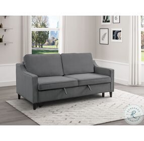 Adelia Dark Gray Velvet Convertible Studio Sofa With Pull Out Bed
