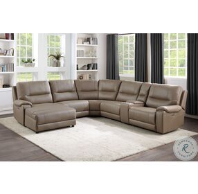 LeGrande Taupe Power Reclining LAF Sectional