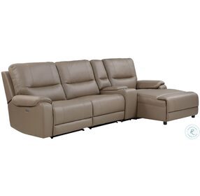 LeGrande Taupe 4 Piece Modular Power Reclining Sectional with Power Headrest and RAF Chaise