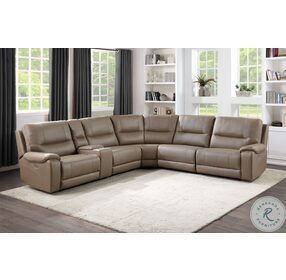 LeGrande Taupe Cream Power Reclining Sectional