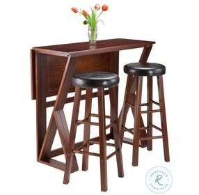 Harrington Antique Walnut 3 Piece Counter Height Dining Set with 2 29" Round Seat Stools