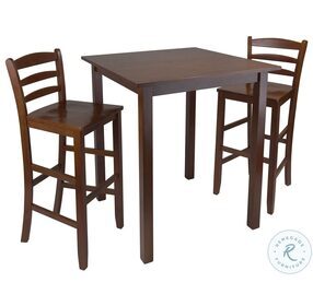 Parkland Walnut 3 Piece Counter Height Dining Set with Ladder Back Bar Stools