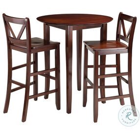 Fiona Walnut 3 Piece Counter Height Dining Set with 2 Bar V Back Stool