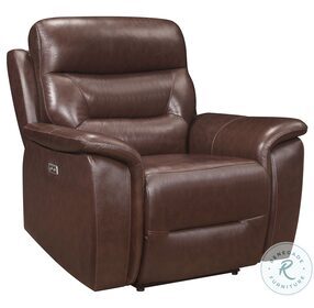 Armando Brown Leather Power Reclining Chair With Power Headrest