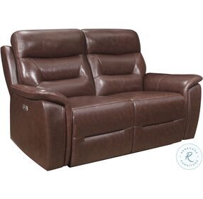Armando Brown Double Power Reclining Loveseat With Power Headrest