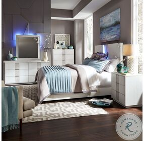 Mirage Wire Brushed White Panel Bedroom Set