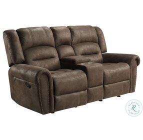 Creighton Brown Double Glider Reclining Loveseat With Center Console