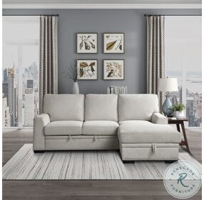 Morelia Beige 2 Piece RAF Sectional with Pull out Bed and Hidden Storage