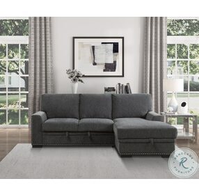 Morelia Charcoal 2 Piece RAF Sectional with Pull out Bed and Hidden Storage