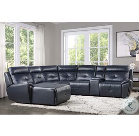 Avenue Navy LAF Push Back Reclining Chaise Sectional