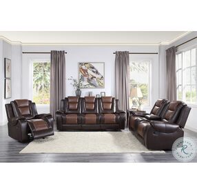 Briscoe Light And Dark Brown Double Reclining Living Room Set