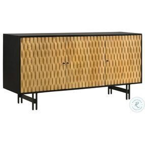 Aminah Natural And Black 3 Door Accent Cabinet