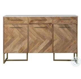 Keaton Natural And Antique Gold Cabinet with Marble Top