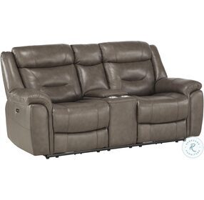Danio Brownish Gray Kennett Power Double Reclining Loveseat With Console And Power Headrests