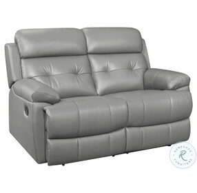 Lambent Gray Leather Double Reclining Loveseat