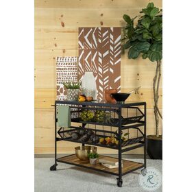 953504 Natural And Black Accent Storage Cart