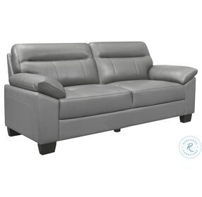 Denizen Gray Leather Sofa