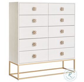 Love Joy Bliss Peony Alabaster And Soft Gold Drawer Chest