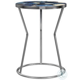 Lauer Blue Agate And Silver Accent Table