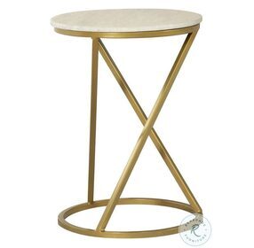 Malthe White And Antique Gold Accent Table