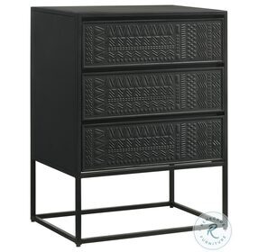 Alcoa Black 3 Drawer Tall Accent Cabinet