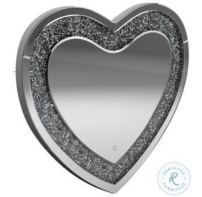 Aiko Silver Heart Shape Wall Mirror
