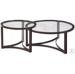 Trucco Bronze Glass Top Round Nesting Cocktail Table