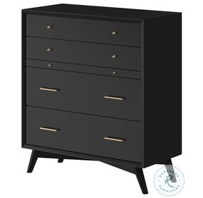 Flynn Black 4 Drawer Chest With Pull Out Tray