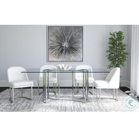 Sophia Chrome Glass Top Rectangular Dining Room Set