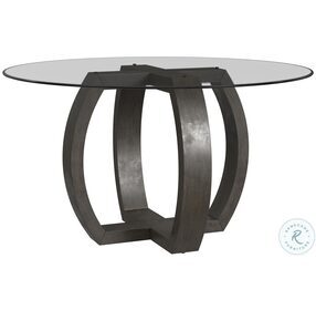 Kellan Charcoal Gray Glass Top Round Dining Table
