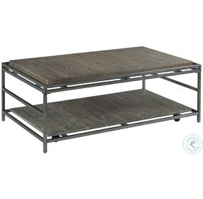 Farrell Dark Weathered Saddle Brown And Textured Pewter Rectangular Coffee Table