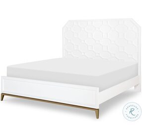 Chelsea White And Gold King Panel Bed by Rachael Ray