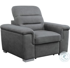 Alfio Gray Chair With Pull Out Ottoman