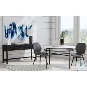 Hadley Black And White Marble Top Round Dining Room Set