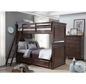Canterbury Warm Cherry Youth Bunk Bedroom Set With Trundle