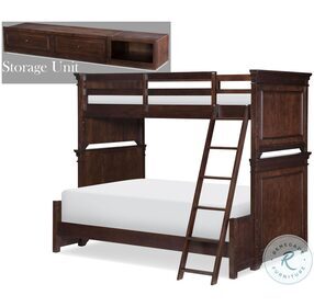 Canterbury Warm Cherry Twin Over Full Bunk Bed With Dual Side Storage