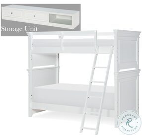 Canterbury Natural White Twin Over Twin Bunk Bed With One Side Storage