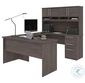 Innova Bark Grey U Shaped Desk With Hutch