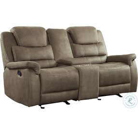 Shola Brown Double Glider Reclining Loveseat With Center Console