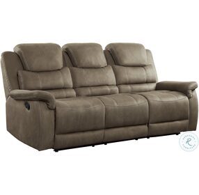 Shola Brown Double Reclining Sofa With Drop Down Table